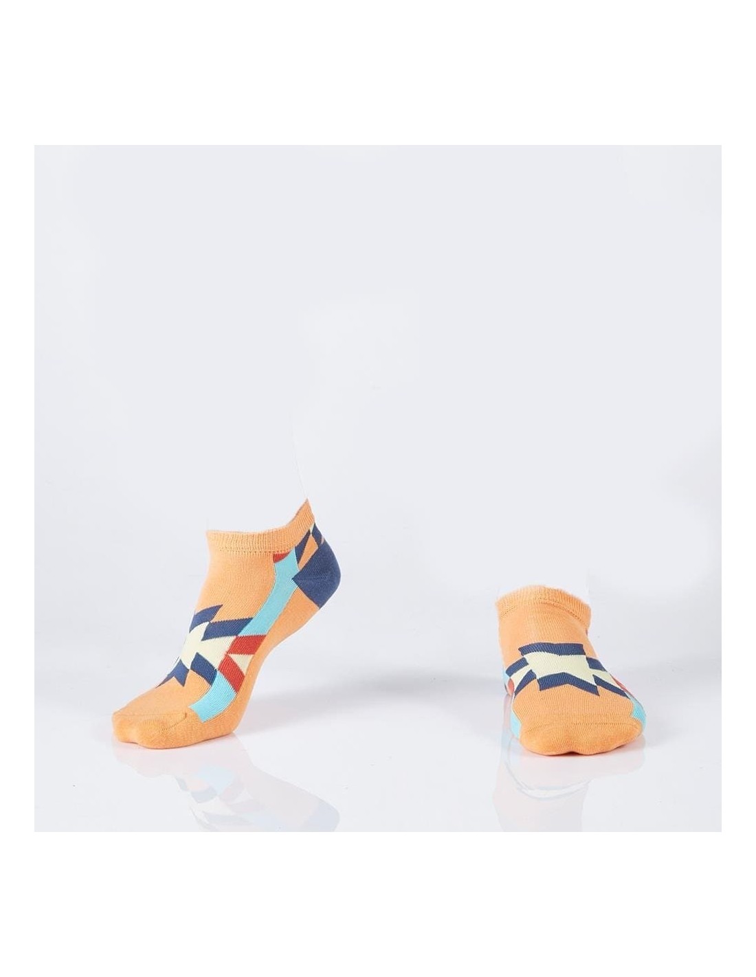 Orangefarbene kurze Damensocken mit Aztekenmustern SD41 – Online-Shop – Boutique